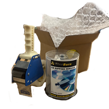 CD Ripping Service spindle and box for shipping